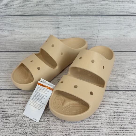 Crocs Unisex Cream Classic Slip On Sandals Size Men's 11 - Picture 1 of 7